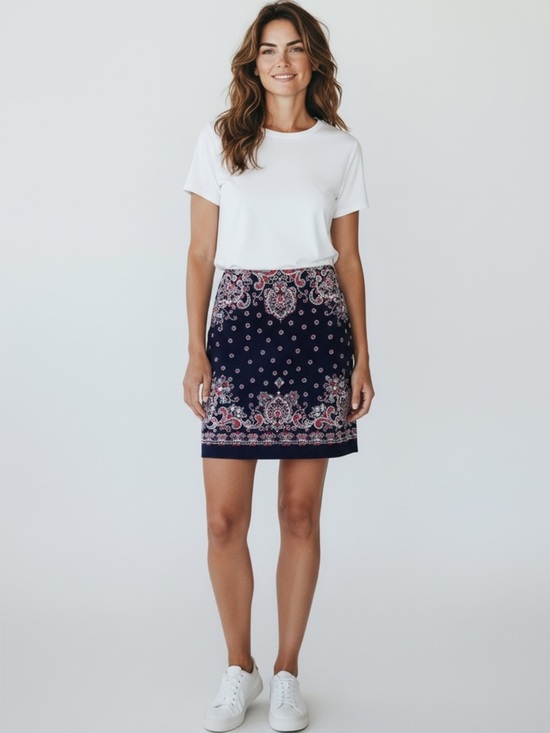 Talbots Dresses & Skirts - Talbots Navy Blue, Red & White Nautical Paisley Floral Pencil Skirt 8